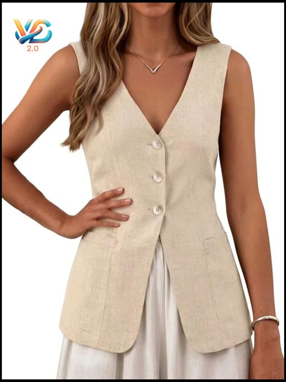 Linen Vest Blazer Sleeveless Fully Lined Business Casual Long Vest